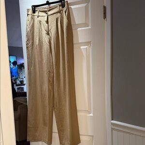 VENUS Beige Wide-Leg Pants with Elastic Waist